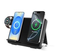 BLKE Station de charge sans fil 3 en 1, chargeur rapide 33 W avec support double appareil, support de bureau compatible Qi pour iPhone/Samsung/AirPods-Noir