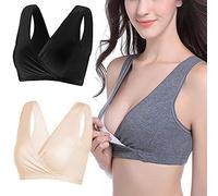 Bllatta Femme Soutien-Gorge de Maternite d'allaitement pour/Sommeil 4 pièces (Small, Black+Nude)