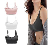 Bllatta Soutien-Gorge d'allaitement Brassière spécial maternité sans Armatures Uni Femme (Black+Pink+White, M/L(=L))