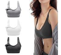 Bllatta Soutien-Gorge d'allaitement Brassière spécial maternité sans Armatures Uni Femme (Black+White+Grey, M/L(=L))