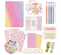 Bllctuiz Kit de journal de scrapbooking à faire soi-même avec 94 pièces de papeterie, autocollants et fournitures décoratives - Ensemble complet pour scrapbooking créatif et journal - Idéal pour les