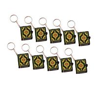 blloocod 10 Pièces Mini Porte-Clés Pendentif Livret Coran en PVC, Découpe Laser, 3.5 x 4 cm (1.4 x 1.6 inch), Design Rétro Vert, Décoration Festival Musulman- 3,5 x 4 cm Vert