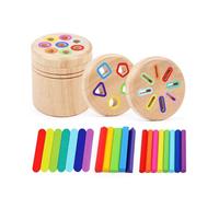 blloocod Jeu de Tri des Couleurs Montessori, Cylindres en Bois pour Enfants 1-3 Ans, Jouet Sensoriel Motricité Fine- 3 Pouces 1