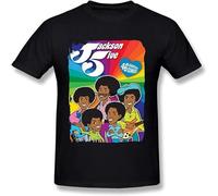 Bllto Men's Casual Cotton The Jackson 5 Cartoon Logo Short Sleeve Graphic T-Shirt Tee Black L