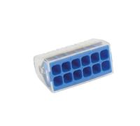 BLM 122106, Bornes de Connexion 12 Entrées Mini Connex, Lot de 5 ou 40, Insertion Directe pour Fils Semi-Rigides 0,2 à 2,5 mm², Tension 450V, Courant 24A, Compactes et Ergonomiques, Bleu