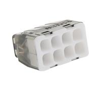 BLM, Boîte de 50 Bornes à Insertion Directe Mini Connex 8 Entrées, Compatibilité Fils 0,2 à 2,5 mm², Tension 450V, Courant 24A, Longueur Dénudage 11mm, Couvercles Codés Couleur pour Identification