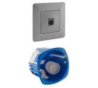 Blm - Boîte encastrement No Air Multimat 67x 50mm - Bleu + Zenitech - Prise réseau RJ45 CAT6 - Titanium - Artezo