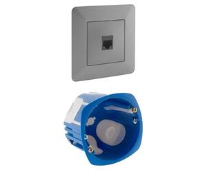 Blm - Boîte encastrement No Air Multimat 67x 50mm - Bleu + Zenitech - Prise réseau RJ45 CAT6 - Titanium - Artezo
