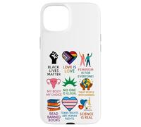 BLM Human Rights Feminism Trans Science Books LGBTQ Kindness Coque pour iPhone 15 Plus