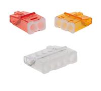 BLM, Lot de 100 Bornes Mini Connex à Insertion Directe pour Fils 0,2-2,5 mm², 450V, 24A, Longueur Dénudage 11mm, 30x2 Entrées, 50x3 Entrées, 20x5 Entrées, Couvercles Codés Couleur