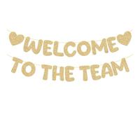 BLMHTWO Bannière pré-enfilée « Welcome to The Team » - Champagne doré à paillettes - Décoration de fête de bureau - Bannière pour nouveau membre de l'équipe, enseignant, médecin, infirmière, employé