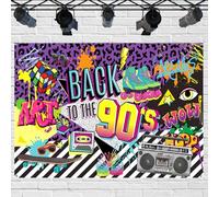 BLMHTWO Décorations de fête des années 90, toile de fond « Back to the 90's » - Bannière rétro à suspendre pour photographie hip-hop graffiti décoration murale, 180 x 110 cm