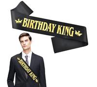 BLMHTWO Écharpe d'anniversaire noire avec lettre dorée, bannière d'anniversaire pour homme 16e, 18e, 21e, 30e, 40e, 50e, 60e anniversaire, accessoires pour hommes et garçons