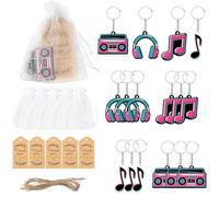 BLMHTWO Lot de 12 porte-clés en vrac sur le thème des notes de musique avec étiquettes en kraft - Décorations de fête sur le thème de la musique - Cadeaux d'anniversaire pour femme - Breloques de sac