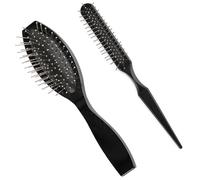 BLMHTWO Lot de 2 brosses à cheveux métalliques en acier inoxydable pour perruques synthétiques, peignes portables pour perruques et extensions de cheveux humains (noir)