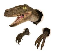 Blmirror 1 PCS Statue de Velociraptor en Résine pour Mural, Sculpture de Tête de en Résine, Ornement Mural pour Intérieur et Extérieur.