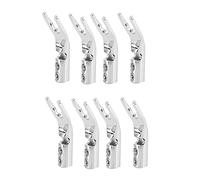 Blmirror 8PCS HiFi Banana Y Spade Y Plaqués Or Cuivre Pur Fourche Connecteur Haut-Parleur HiFi Prises Sertissage Durables Facile à Installer Argenté