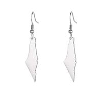 Blmirror B Couleur Argent Palestine Carte Boucles D'Oreilles Femmes Pays Géographie Carte Pendentif Boucle D'Oreille en Acier Inoxydable