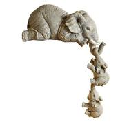 Blmirror DéCorations en RéSine D'éLéPhant 3 PièCes, 1 MèRe éLéPhant et 2 BéBéS Suspendus au Bord de Statues Artisanales