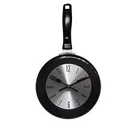 Blmirror Horloge Murale Suspendue de de Poêle à Frire de 8 Pouces Horloge en MéTal de Cuisine, Montre Murale sur Le ThèMe, pour la DéCoration de, Noir