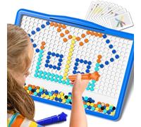 BLmukce Grande Planche à Dessin magnétique pour Enfants avec 200 Perles, 2 stylos et 20 brochures à Motifs, Jouet de Voyage Montessori Dot Art de Voyage, Jouet éducatif pour 2, 3, 4, 5, 6 Ans