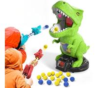 BLmukce Jouet de tir Dinosaure pour garçon de 2, 3, 4, 5, 6, 7 Ans, avec Lanceur de Pompe à air, Cible Mobile et 48 Boules en Mousse, Jeux d'extérieur/arrière-Cour avec Score LED et Son