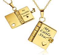 BLNC Collier Fille, Mon Petit Étoile Pendentif Livre de la Part de Maman et Papa, Chaîne Réglable Cadeau Spécial pour Fille (Doré)