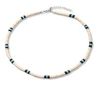 BLNC Collier pour homme, style surfeur, perles en bois de coquille de noix de coco, design vintage, chaîne ras-du-cou, noir