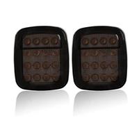 BLNETU Ensemble De Feux Arrière pour Jeep pour Wrangler YJ TJ CJ Pick-up Truck Trailer RV 2X Feux Arrière À LED 16 LED Stop Frein Clignotant Feu Arrière Arrière Lentille Fumée(Smoke)
