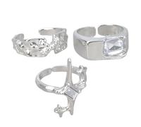 BLNGET Bague de couple avec zircons incrustés d'étoiles - Accessoire portable pour un usage quotidien et des occasions spéciales, As show, Métal
