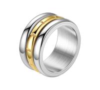 BLNGET Bague simple à trois anneaux tournants géométriques en acier inoxydable pour soulager le stress, accessoire contemporain pour femme