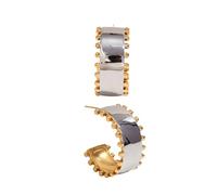 BLNGET Boucles d'oreilles en acier inoxydable avec bordure dorée - Étanche - Tendance - Pour une utilisation polyvalente, As show, Acier inoxydable