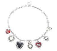 BLNGET Chunkies Chaîne gothique tendance avec pendentif cœur flamboyant et mauvais œil pour Halloween, As show, Métal