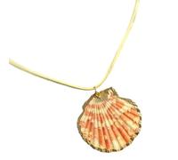 BLNGET Collier réglable fabriqué à la main en coquillage/conque avec perles naturelles et fermeture à nouer - Bijoux légers, As show, Coque + corde en velours