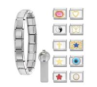 BLNGET Ensemble de bracelets à breloques italiens en acier inoxydable avec maillons robustes et outils d'ouverture faciles à utiliser, As show