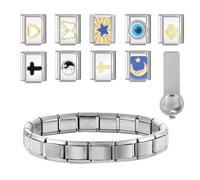 BLNGET Ensemble de bracelets à breloques italiens en acier inoxydable avec maillons robustes et outils d'ouverture faciles à utiliser, As show