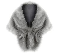 BLNGET Ponchos en fourrure luxueux à la mode pour femmes à la mode vestes sans manches à thème événement écharpe écharpe fête châle, gris, Taille unique