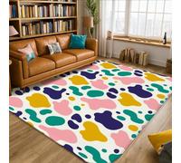 Blob Tapis moderne abstrait à pois sans éclaboussures pêche à poils courts en éponge pour salon, chambre à coucher, couloir, bureau, décoration 1,5 x 2,1 m
