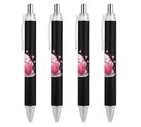 Blobfish Lot de 4 stylos à bille rétractables en forme de cœurs Bleu