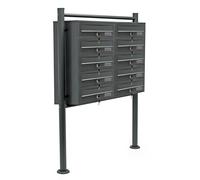 Bloc 10 Boite aux lettres 2x5 Compartiment Superposé Pied de support Anthracite