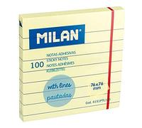 Bloc 100 notes adhésives jaunes lignées 76 x 76 mm