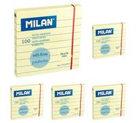Bloc 100 notes adhésives jaunes lignées 76 x 76 mm (Lot de 5)