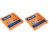 Bloc 100 notes adhésives orange Fluo 76 x 76 mm (Lot de 2)