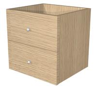 Bloc 2 tiroirs pour bibliothèque multicases - Chêne