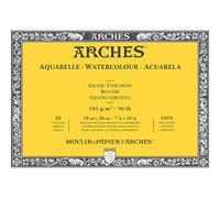 Bloc 20 feuilles Aquarelle (collées 4 côtés) 18x26 185g/m², grain torchon blanc naturel