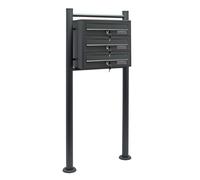 Bloc 3 Boites aux lettres Pied de support 3 Compartiments Superposé Anthracite