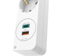 bloc 3 prises avec interrupteur + alimentation USB 1,4m Blanc