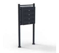 Bloc 4 Boites aux lettres sur pieds 4 entrées Noire Revêtement poudre