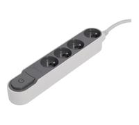 Bloc multiprise Design 4x16A 1,5m + Interrupteur - Gris/Blanc - Chacon