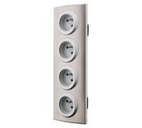 Bloc 4 prises cuisine 4 x 16A 2P+T à câbler alu brossé